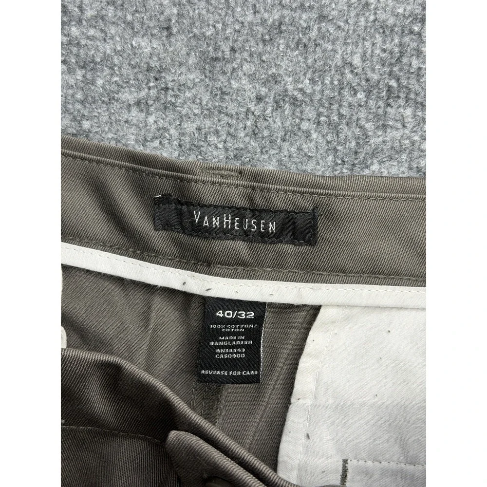 Van Heusen Mens Pants Gray Size 40x32 Flat Front Classic Fit 100% Cotton